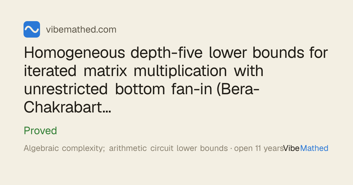 Homogeneous depth-five lower bounds for iterated matrix multiplication ...